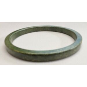 Vintage PLastic Faux Jadeite Bangle Bracelet Green Marble Slim Round Stacking